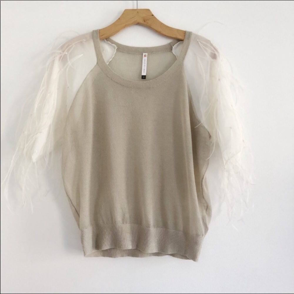 Sachin + Babi Knit Top with Feather Sleeves
